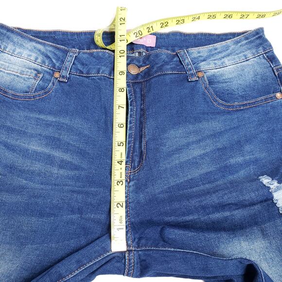K's More Destressed Raw Hem Skinny Medium Wash Denim Jeans Women's Size 13 - Picture 7 of 9